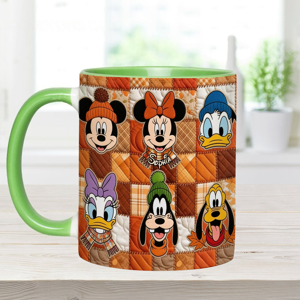 Autumn Patchwork Thanksgiving - Personalized Mouse Accent Mug & Coaster