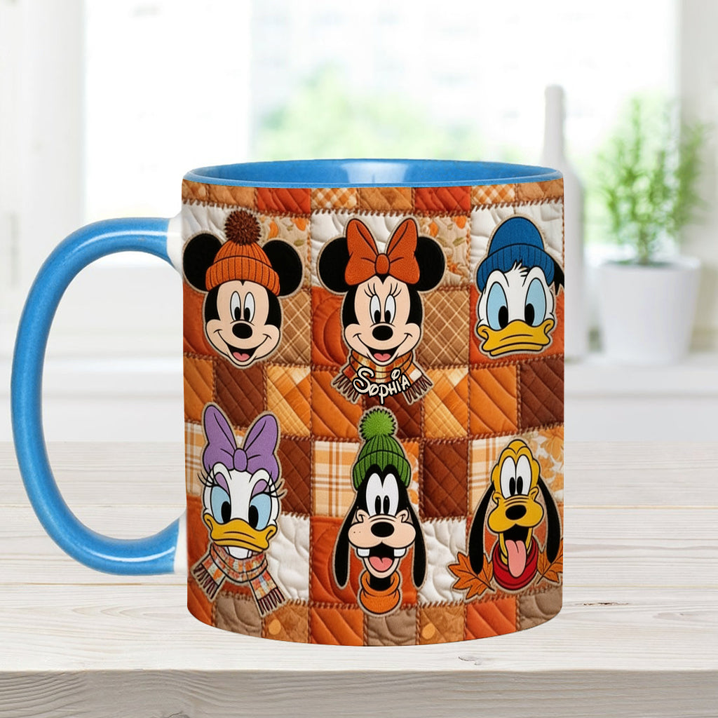 Autumn Patchwork Thanksgiving - Personalized Mouse Accent Mug & Coaster