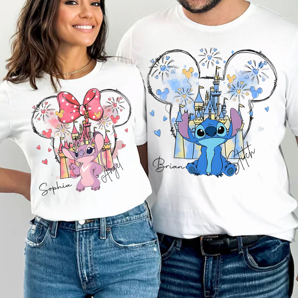Mouse Ear Monster Boy And Girl Bow Angel - Personalized Ohana T-shirt And Hoodie