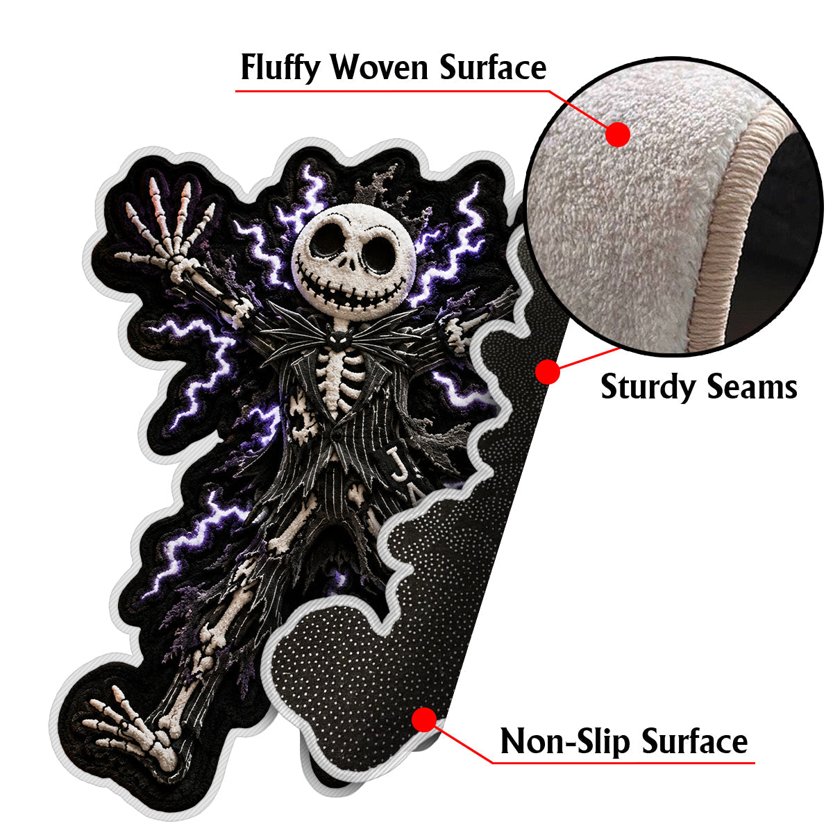 Shocked Skeleton Gentleman - Personalized Nightmare Non-Slip Tufted Rug