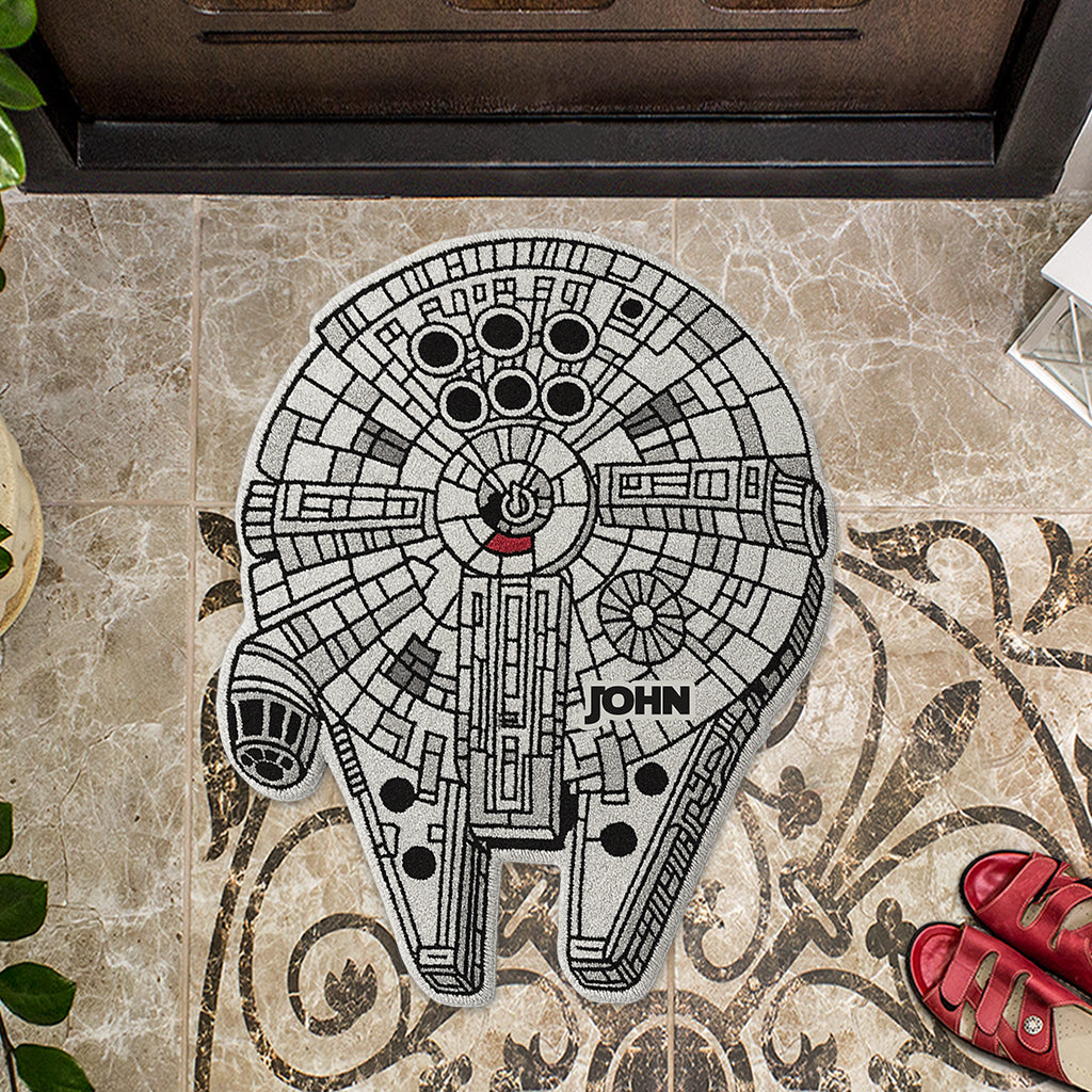 Cool Starship - Personalized The Force Shaped Doormat/ Rug