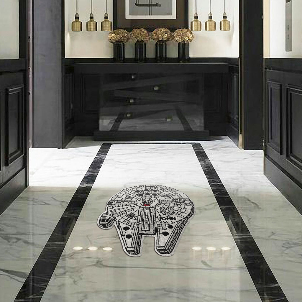 Cool Starship - Personalized The Force Shaped Doormat/ Rug