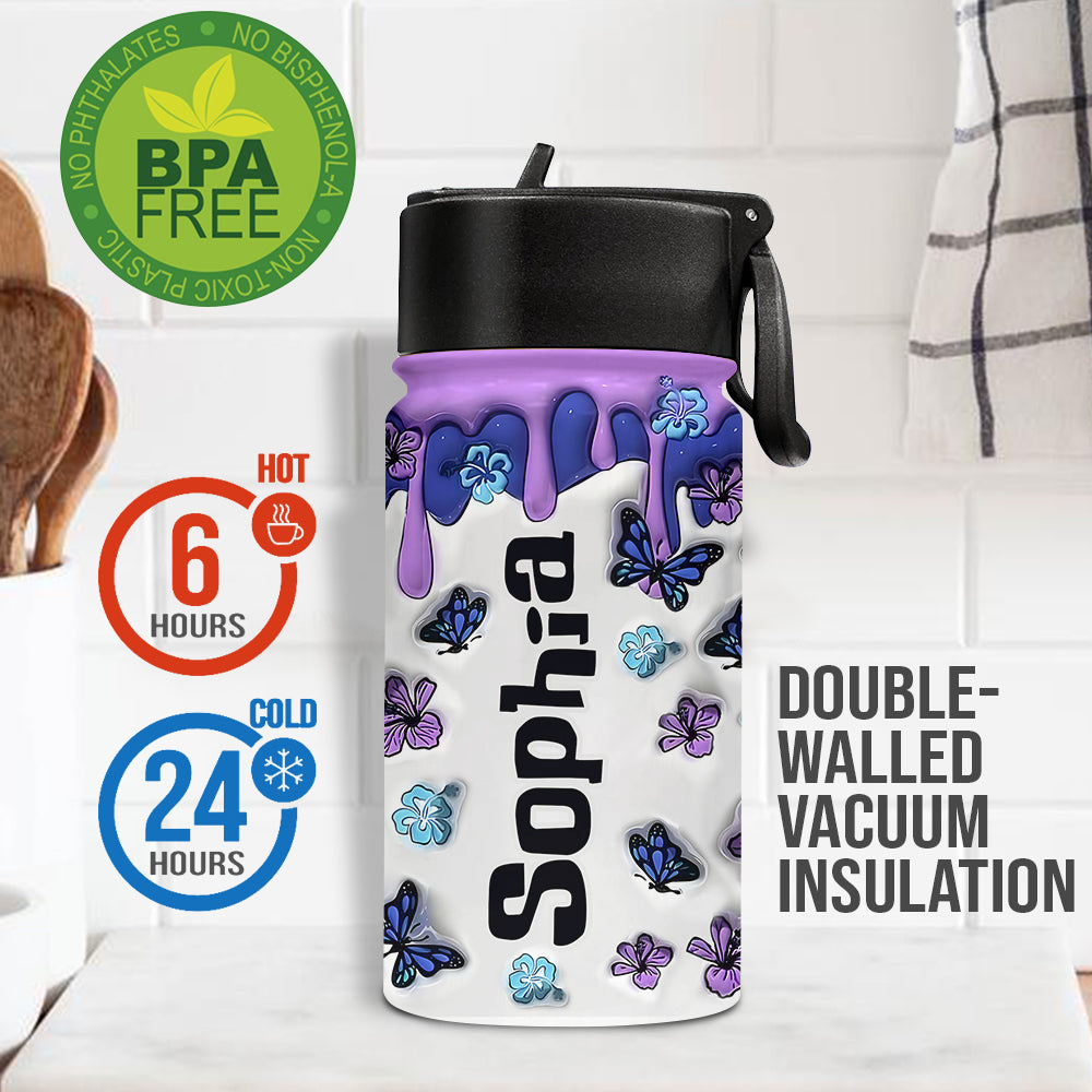 Cute Monster Custom Name - Personalized Ohana Kids Water Bottle