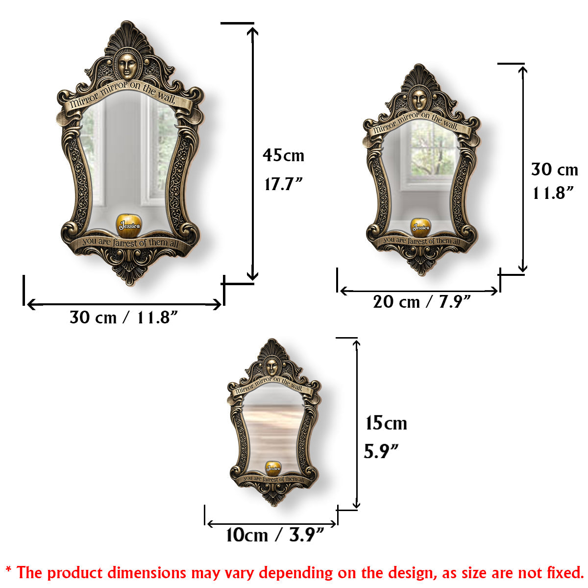 Daily Motivation Mirror, Magical World Lover Gift - Personalized Princess Wall Hanging Mirror