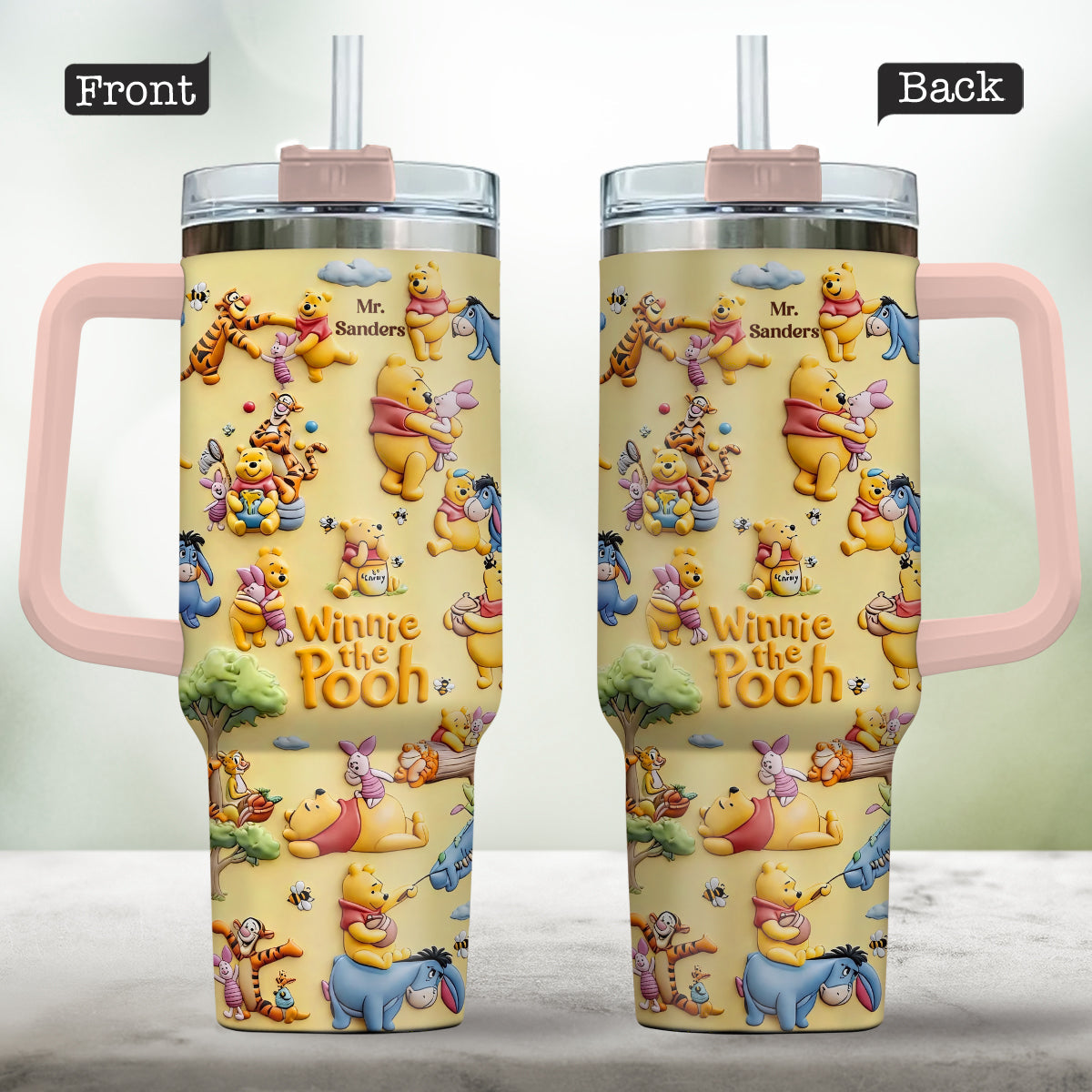 Honey Bear - Personalized Yellow Bear Tumbler With Handle