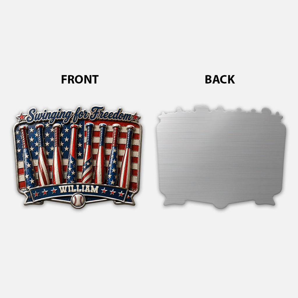 Play For Freedom - Personalized Baseball 3D Printed Cut Metal Sign