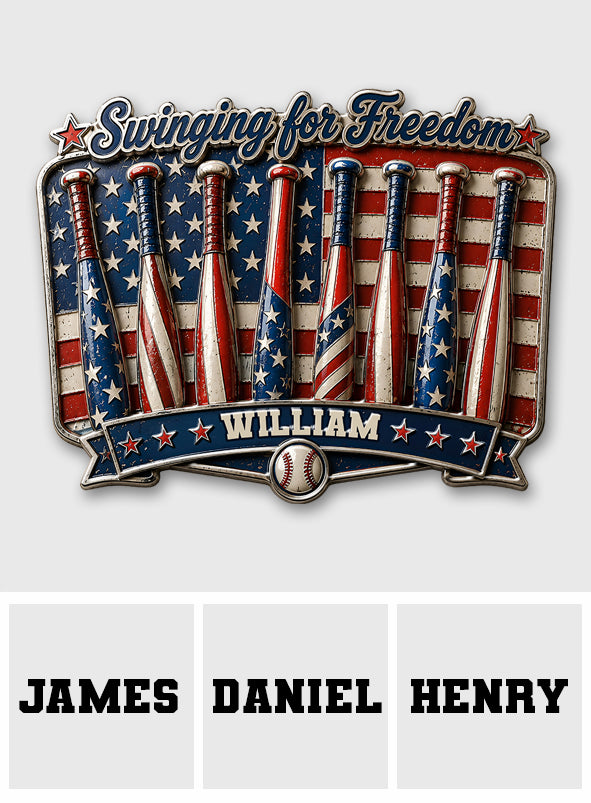 Play For Freedom - Personalized Baseball 3D Printed Cut Metal Sign