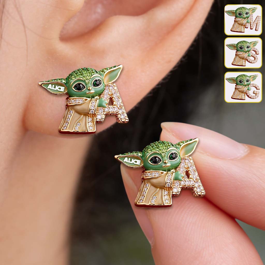Galaxy Character Holding Love Letter - Personalized The Force Stud Earrings