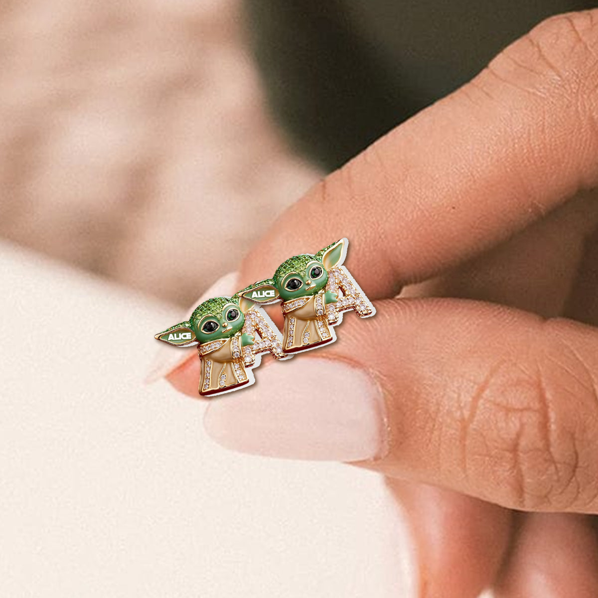 Galaxy Character Holding Love Letter - Personalized The Force Stud Earrings