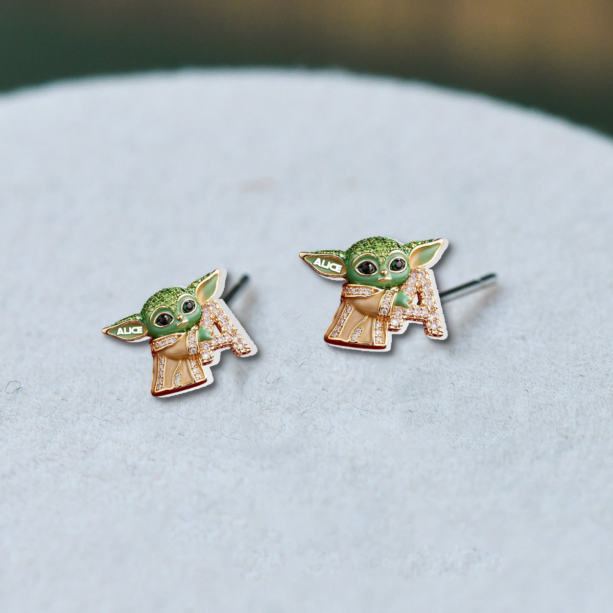 Galaxy Character Holding Love Letter - Personalized The Force Stud Earrings