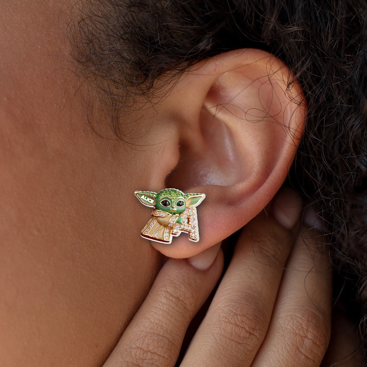 Galaxy Character Holding Love Letter - Personalized The Force Stud Earrings