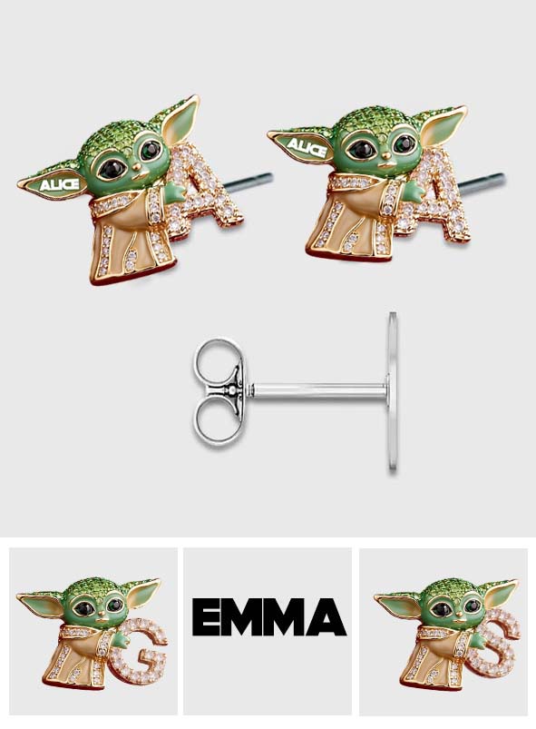 Galaxy Character Holding Love Letter - Personalized The Force Stud Earrings