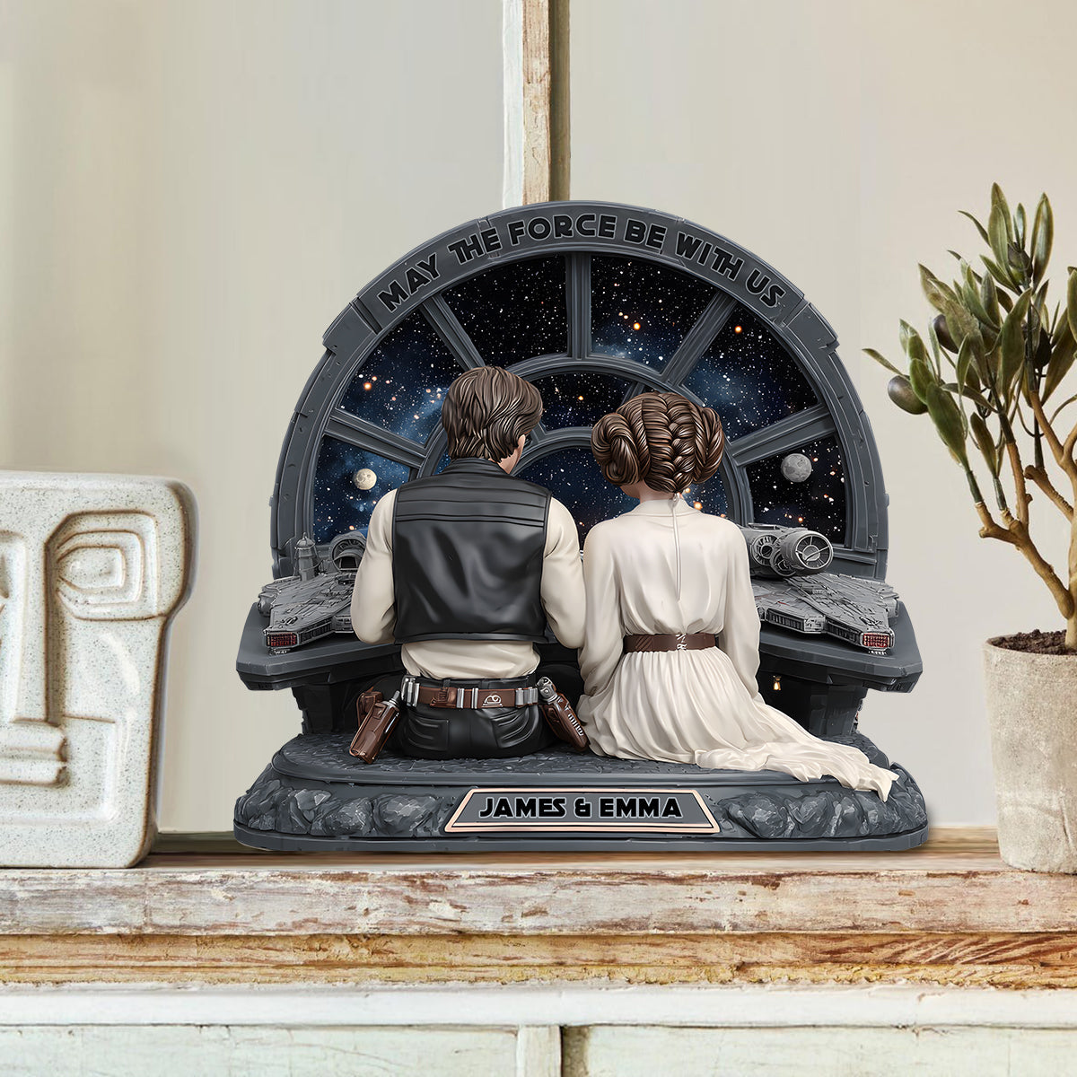 Couple Gift - May The Force Be With Us - Personalized The Force Custom Shaped Wood Plaque