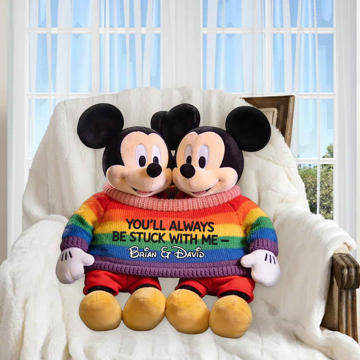 Love Is Love Mouse Couple - Personalized Mouse Premium Faux Fur Pillow