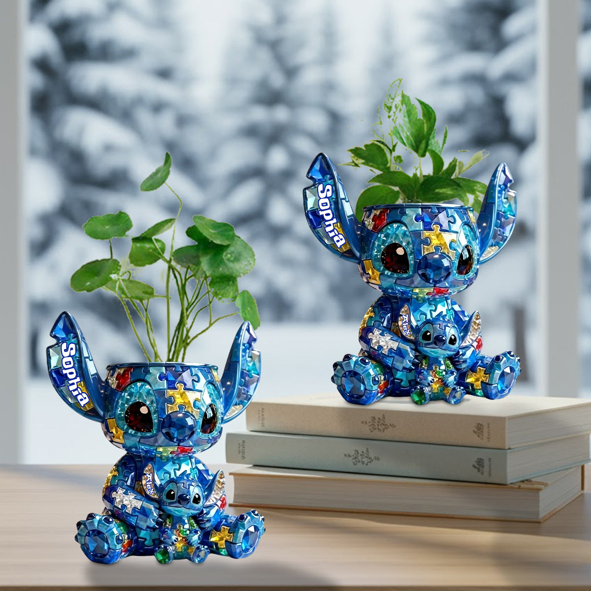 Alien Puzzle Piece - Personalized Autism Awareness Custom Shape Acrylic Flower Vase