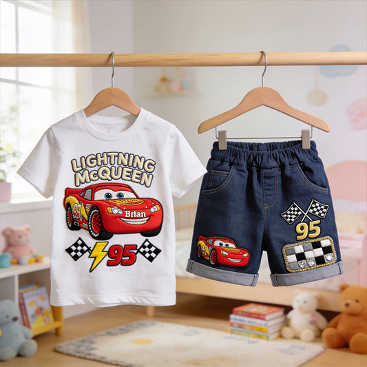 Little Racer Summer Adventure - Personalized Racing Lover Kid T-shirt & Shorts
