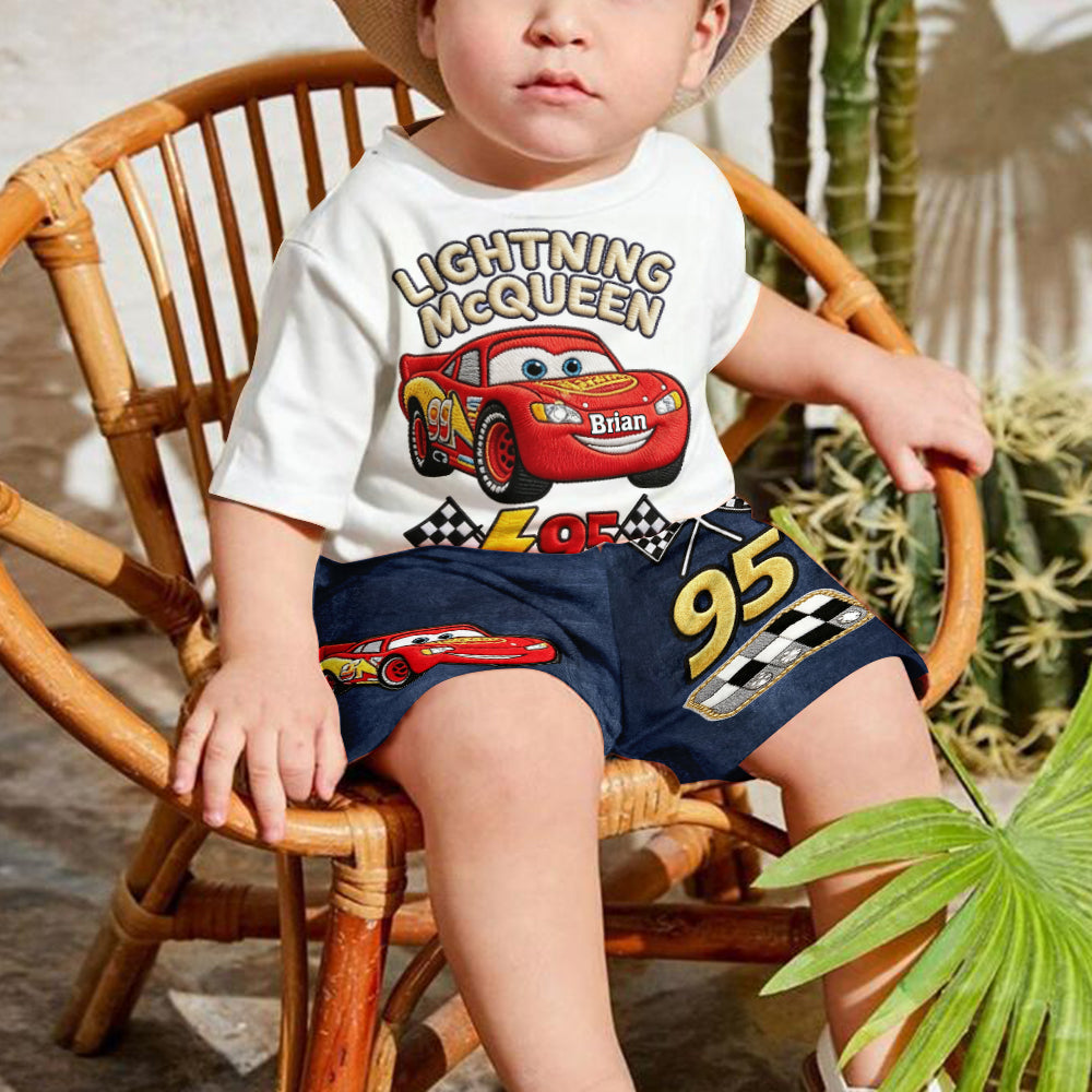 Little Racer Summer Adventure - Personalized Racing Lover Kid T-shirt & Shorts