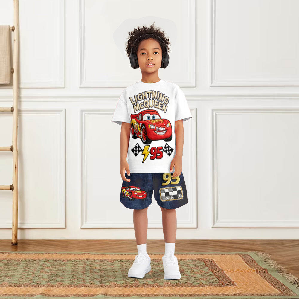Little Racer Summer Adventure - Personalized Racing Lover Kid T-shirt & Shorts