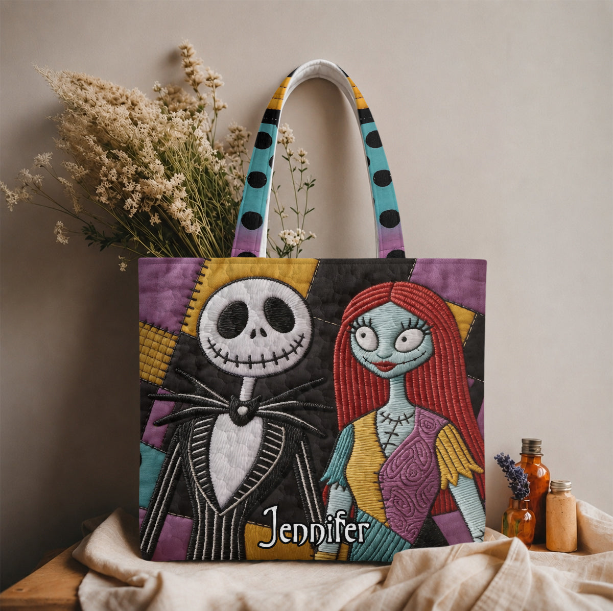 Nightmare Couple - Personalized Nightmare Quilted Tote Bag