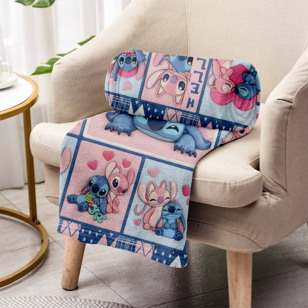 Cartoon Couple - Personalized Ohana Blanket