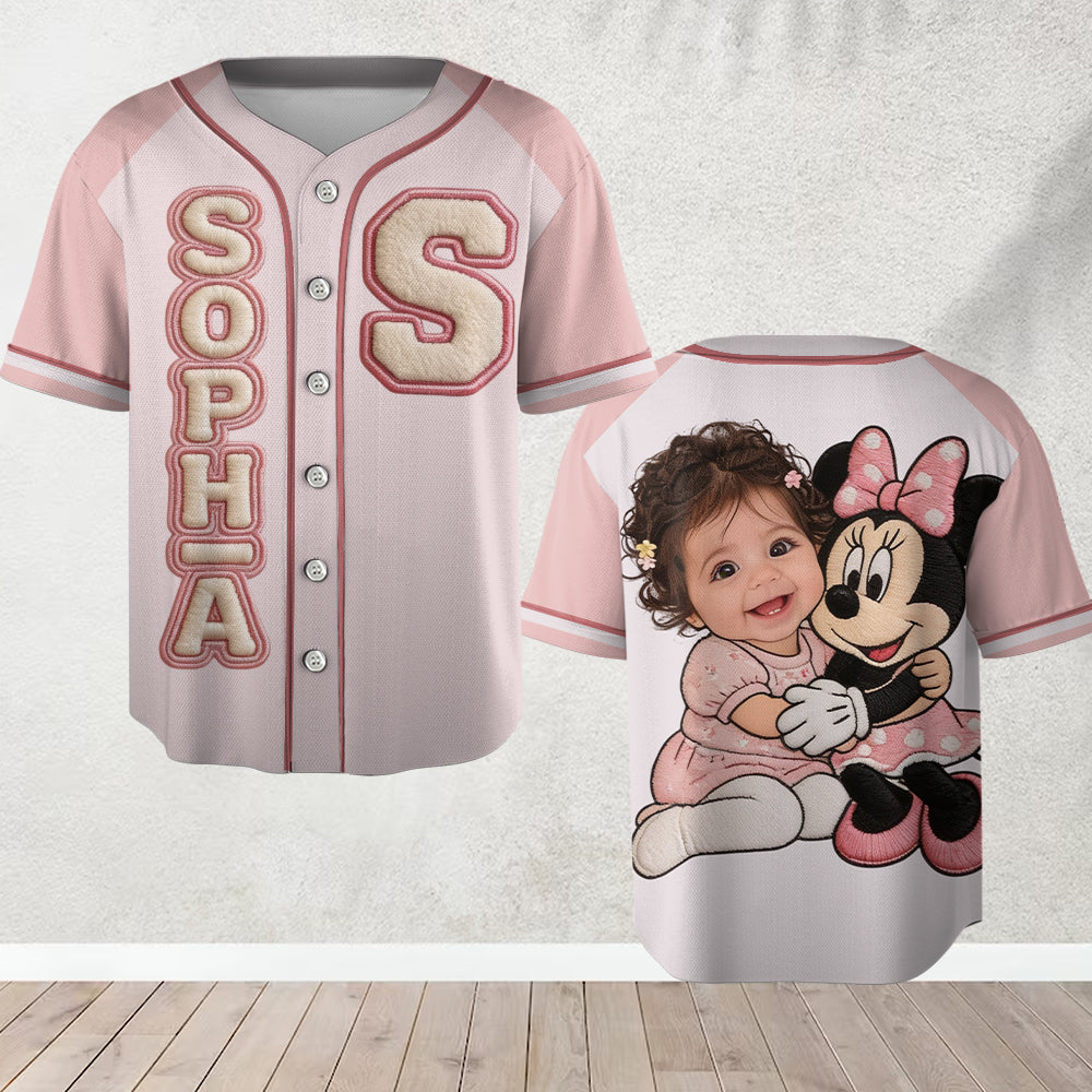 Any Photo, Any Character - Gift For Kids - Personalized Mouse Baseball Jersey