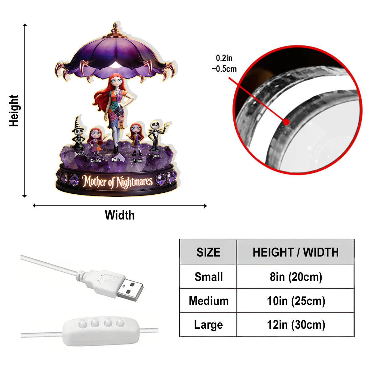 Mother Of Nightmares - Personalized Nightmare Acrylic LED Night Light