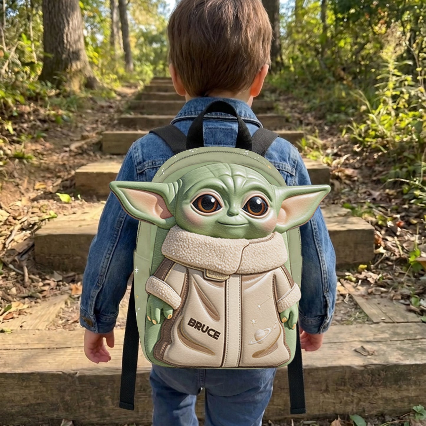 Cute Alien - Personalized The Force Changeable Leather Patch Backpack