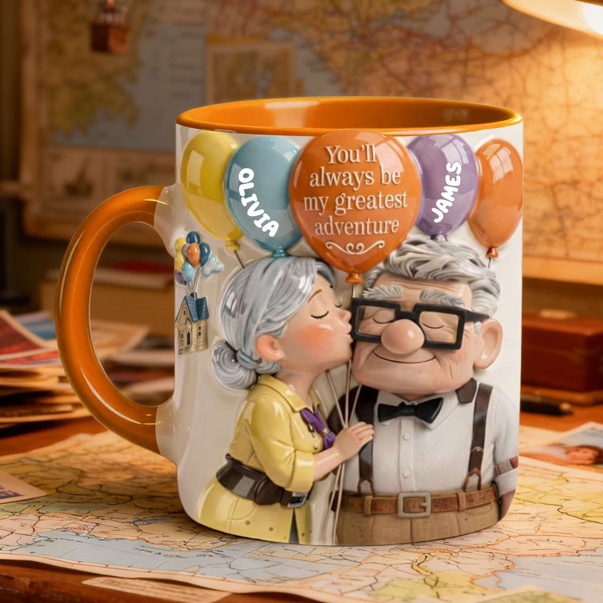 You'll Always Be My Greatest Adventure - Personalized Couple Up Set Accent Mug with Acrylic Stirrers