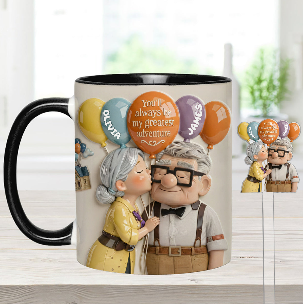 You'll Always Be My Greatest Adventure - Personalized Couple Up Set Accent Mug with Acrylic Stirrers