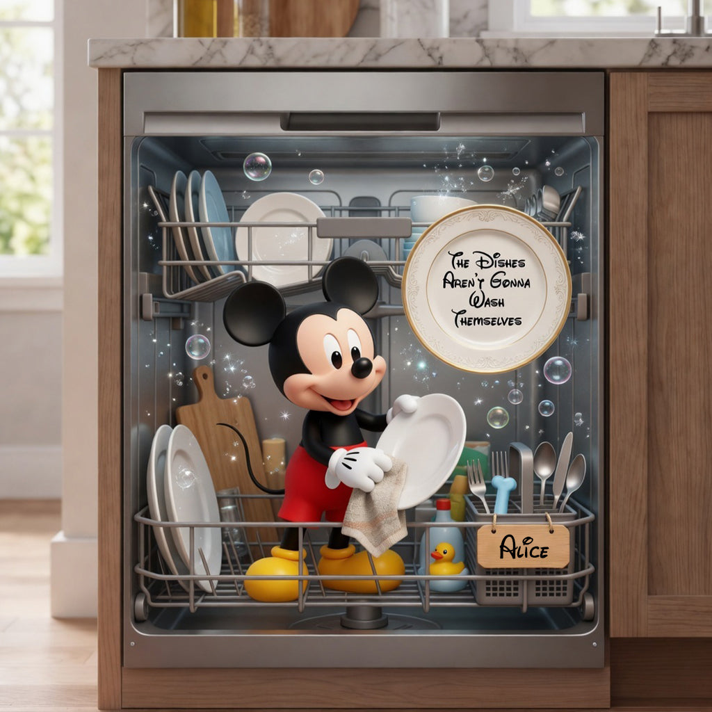 Funny Mouse Wash Dishes - Personalized Mouse Dishwasher Cover