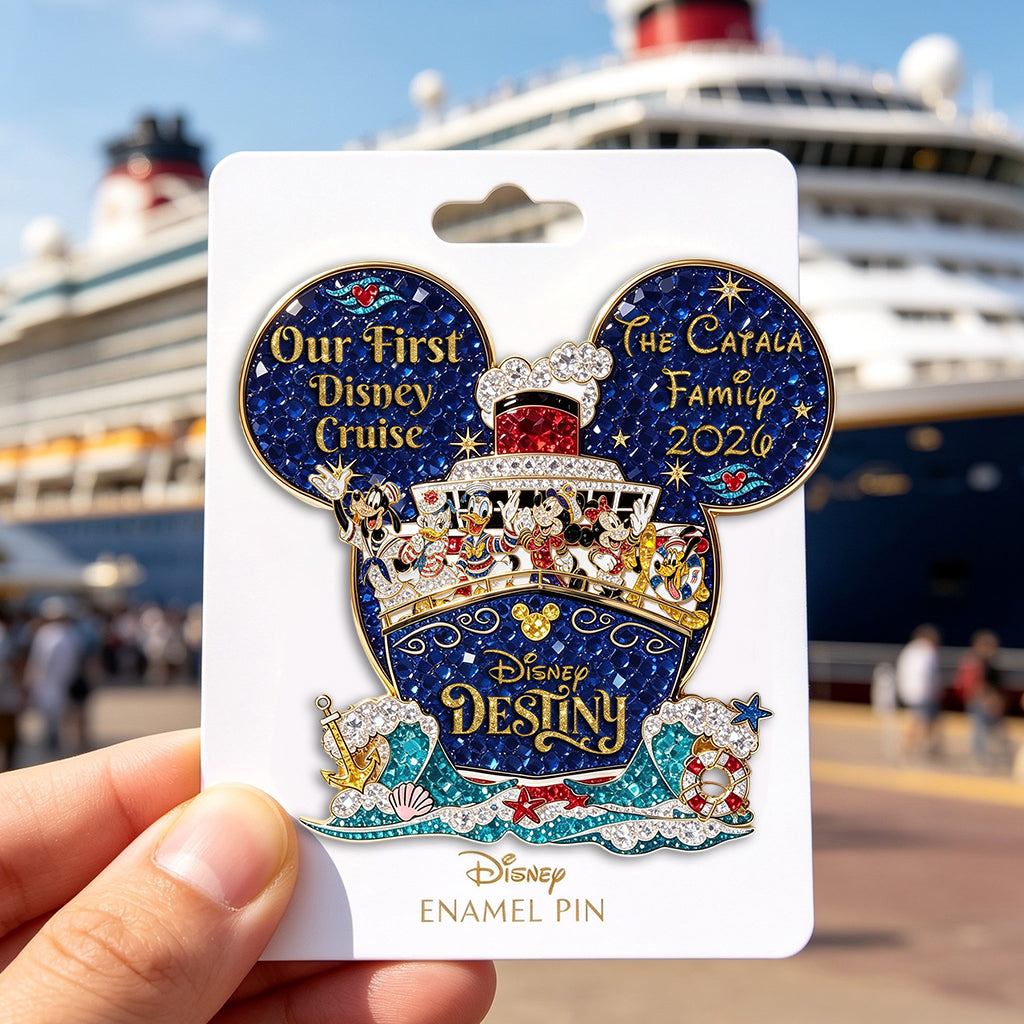 Mouse Cruise Ship Family Vacation - Personalized Dream Cruise 3D Embossed Enamel Pin