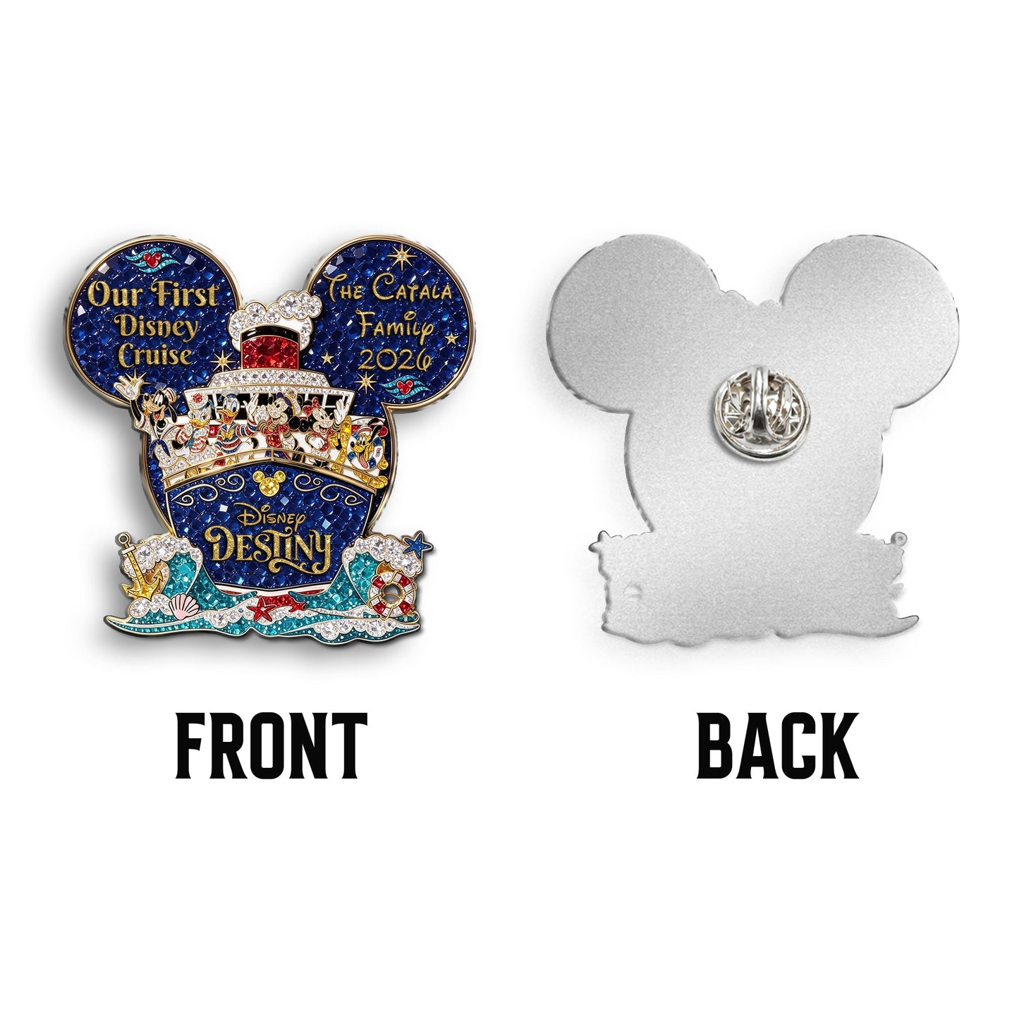 Mouse Cruise Ship Family Vacation - Personalized Dream Cruise 3D Embossed Enamel Pin