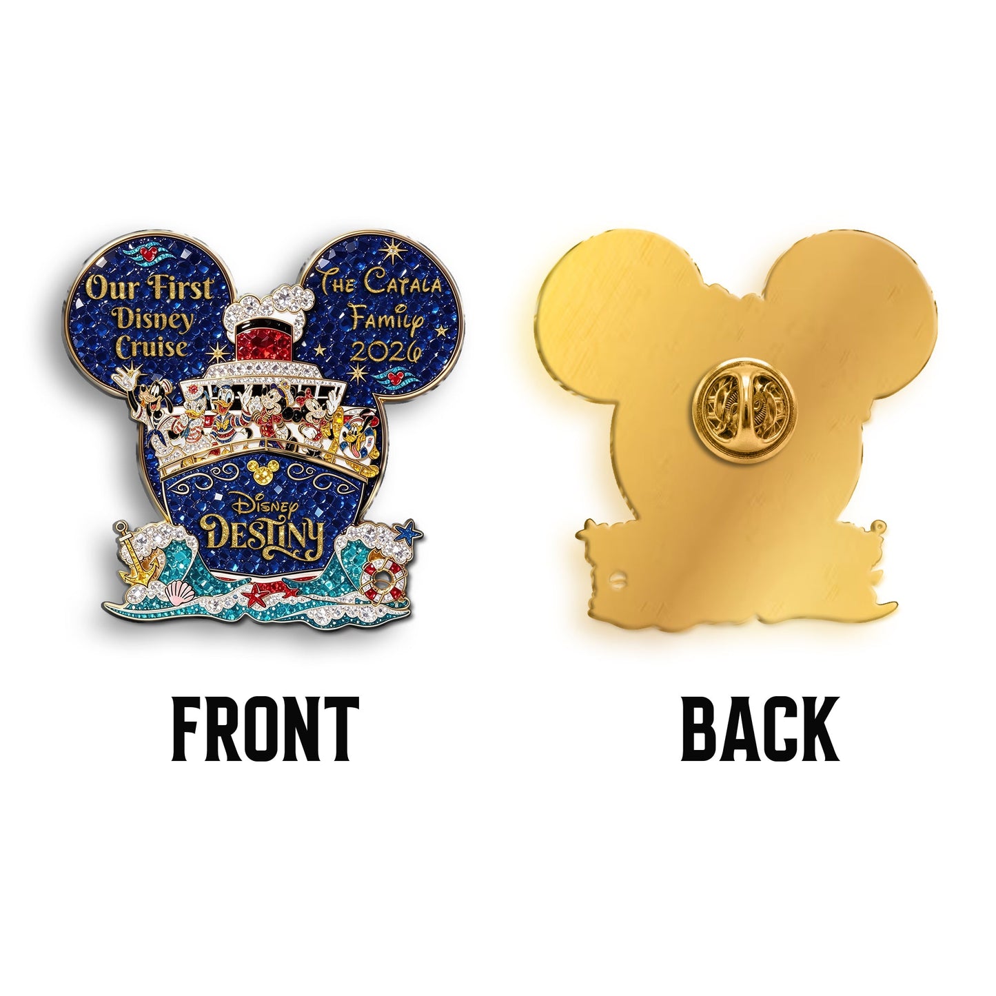 Mouse Cruise Ship Family Vacation - Personalized Dream Cruise 3D Embossed Enamel Pin