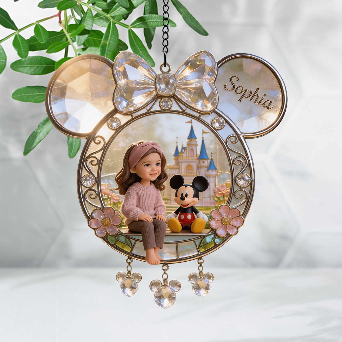 Magical Moments - Personalized Mouse Window Hanging Suncatcher With Custom Charms