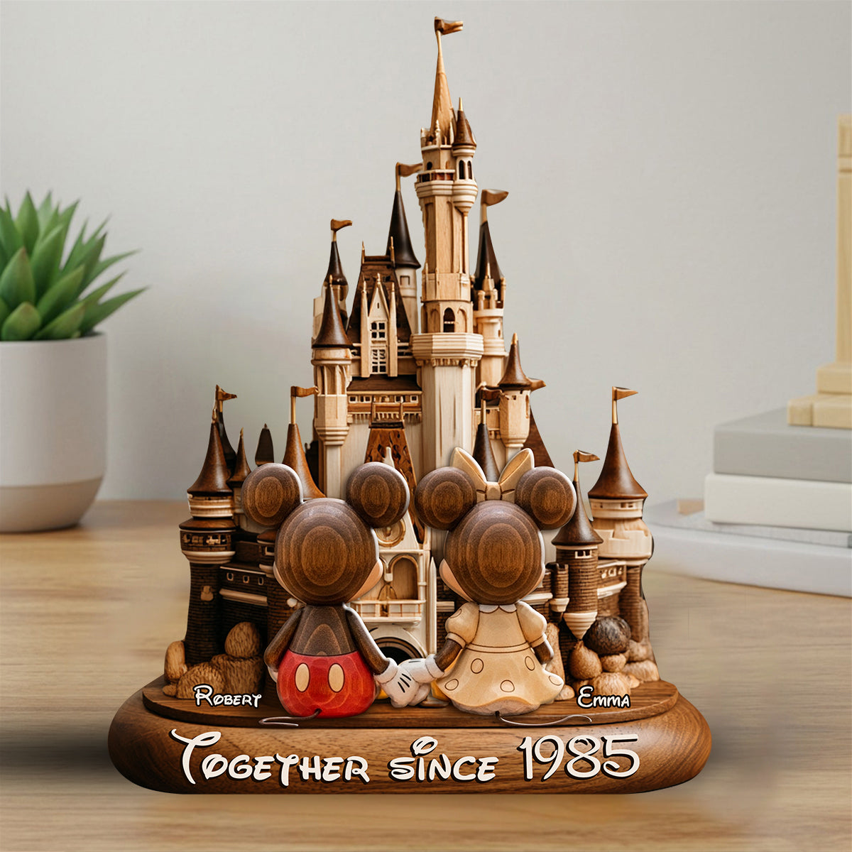 Couple Mouse And They Lived Happily Ever After - Personalized Mouse Custom Shaped Wood Plaque