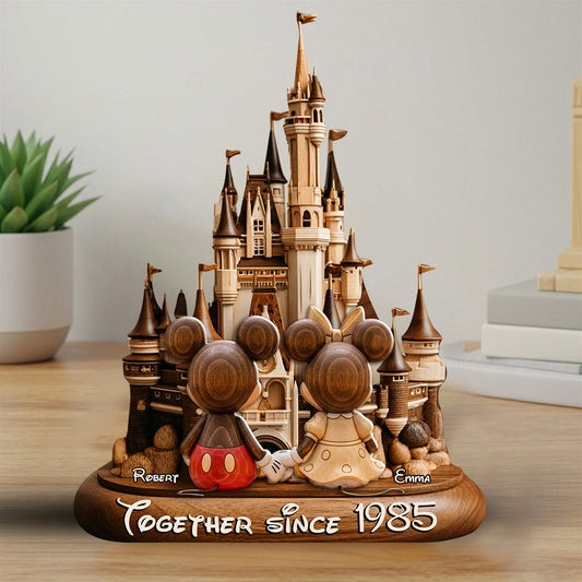 Couple Mouse And They Lived Happily Ever After - Personalized Mouse Custom Shaped Wood Plaque