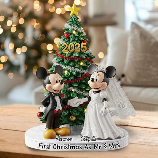 First Christmas as Mr. & Mrs - Personalized Mouse Custom Shaped Acrylic Plaque