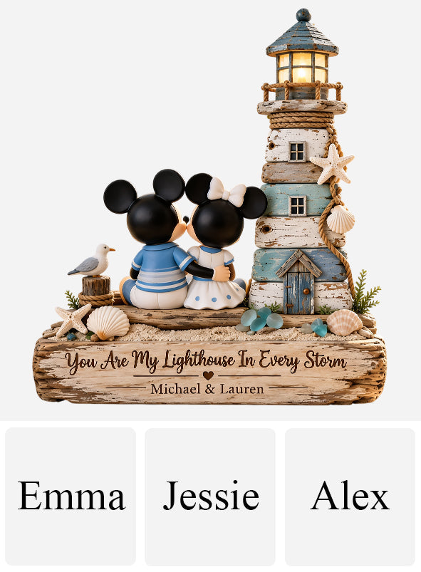 Your Are My Lighthouse In Every Storm - Personalized Mouse Custom Shaped Wood Plaque