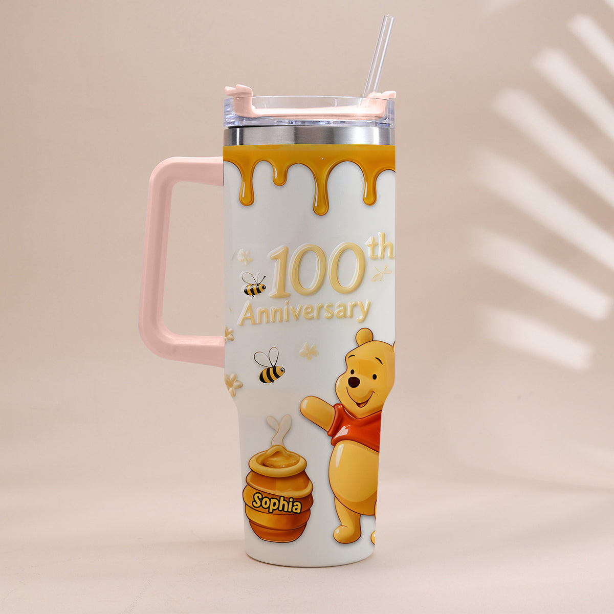 Honey Bear 100th Anniversary - Personalized Mouse Tumbler With Handle