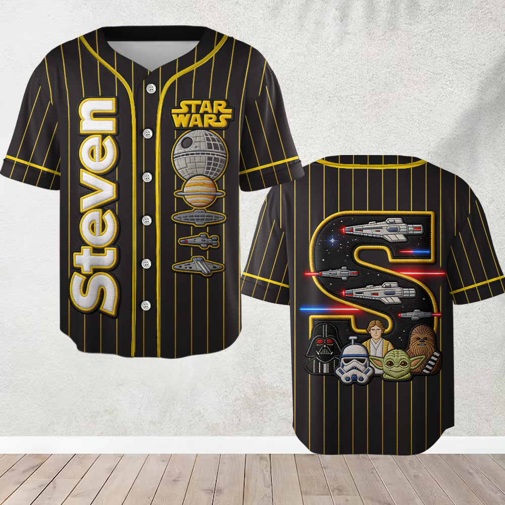 The Force Alphabet Letter - Personalized The Force Baseball Jersey