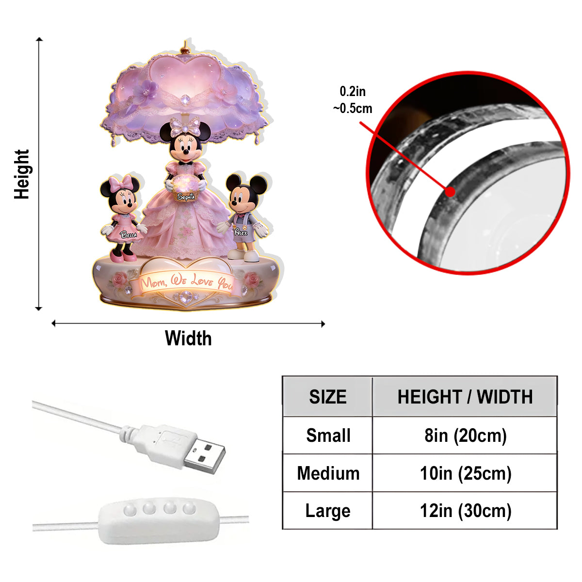 Mouse Mom - Personalized Mouse Acrylic LED Night Light