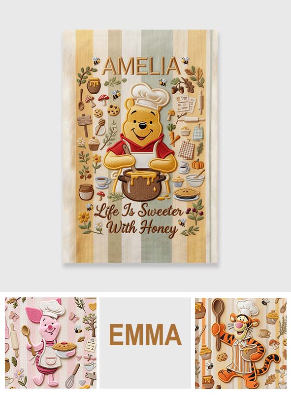 Cooking Up Sweet Memories - Personalized Yellow Bear Towel