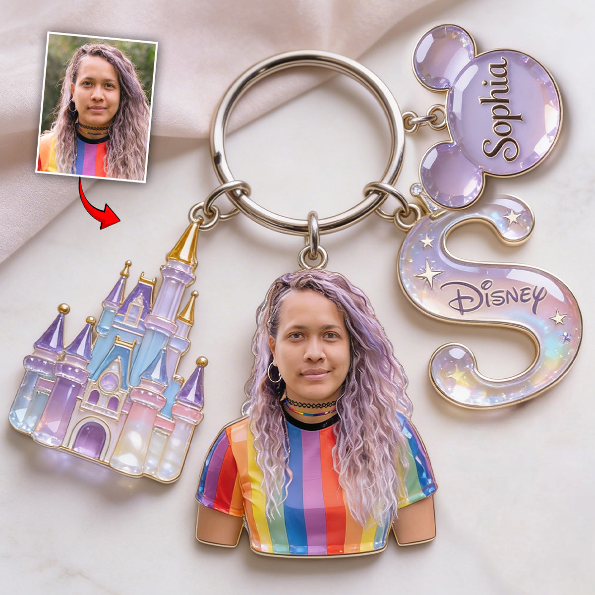 Magic Castle Alphabet Custom From Photo - Personalized Dream Trip Keychain With Charms