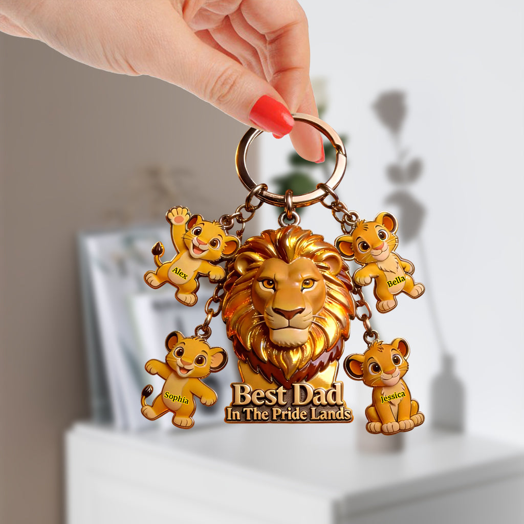 Best Dad In The Pride Land - Personalized Premium Keychain With Charms