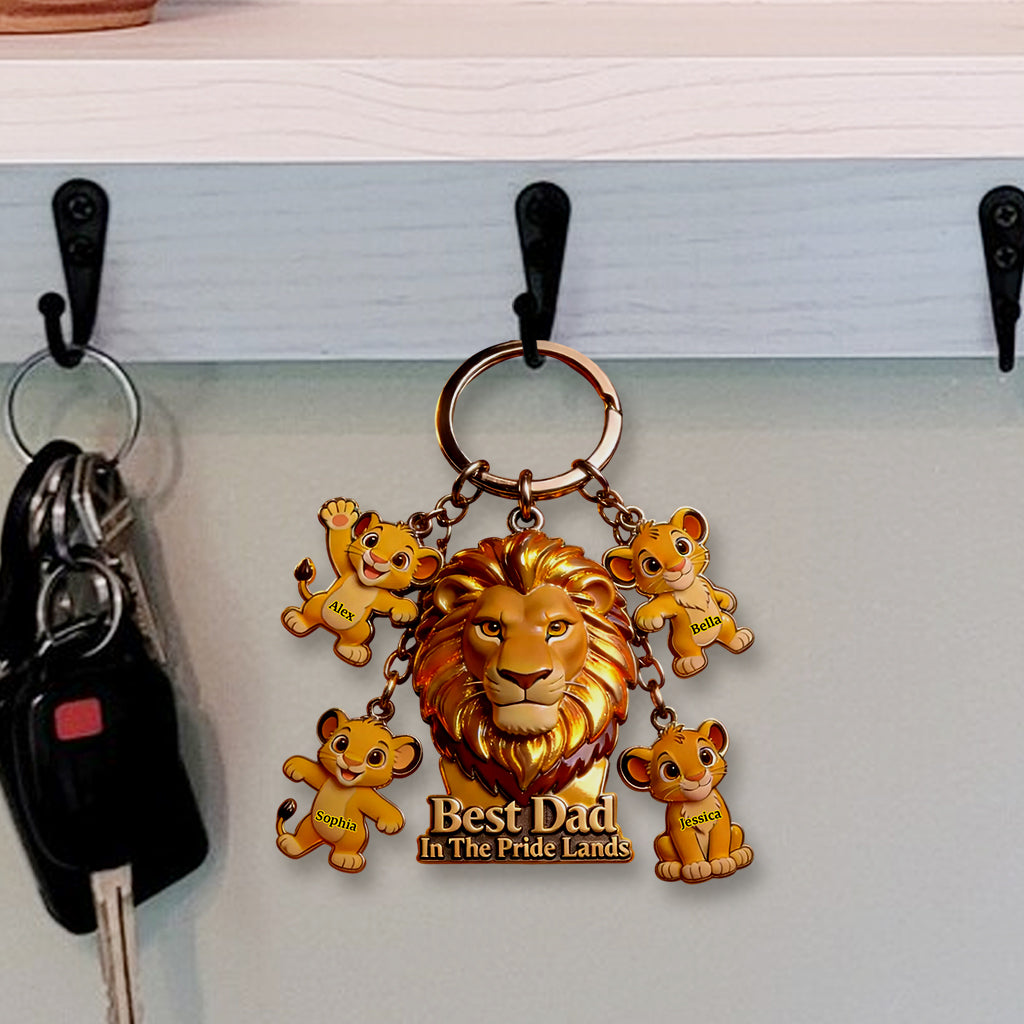 Best Dad In The Pride Land - Personalized Premium Keychain With Charms