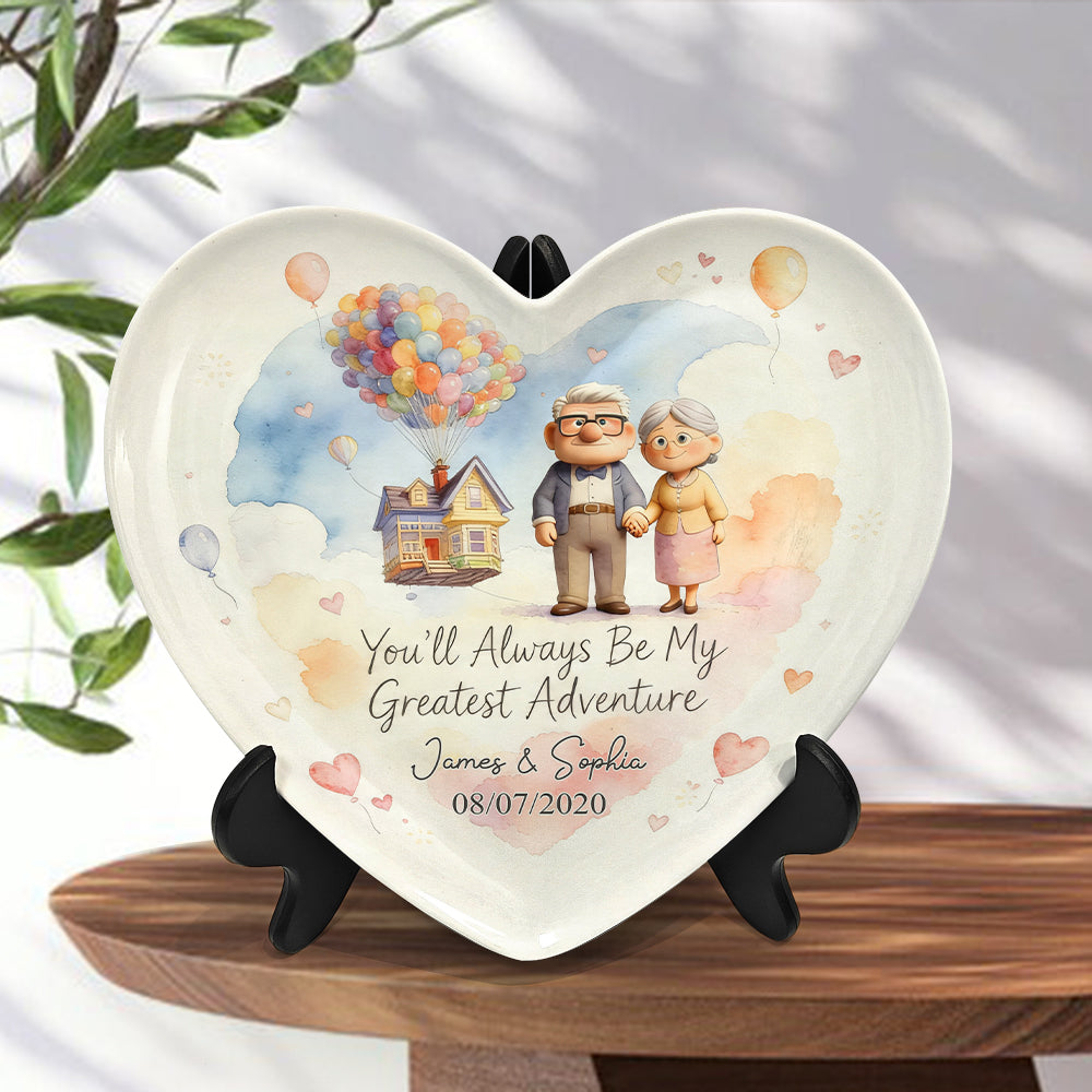 You'll Always Be My Greatest Adventure - Personalized Up Movie Couple Heart Shaped Plate