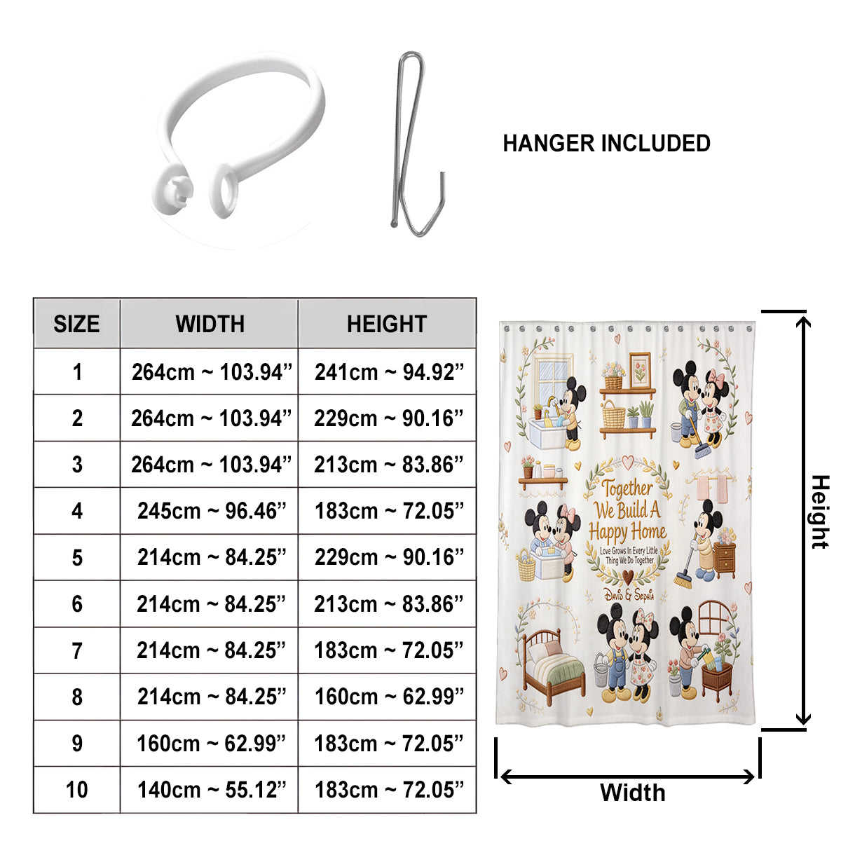 Together We Build A Happy Home - Personalized Mouse Blackout Window Curtain/ Drapes Set