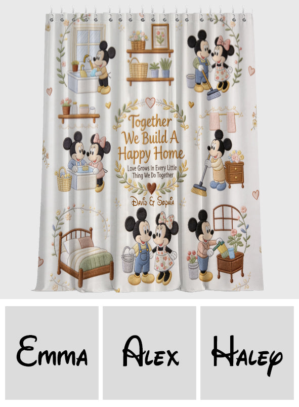 Together We Build A Happy Home - Personalized Mouse Blackout Window Curtain/ Drapes Set