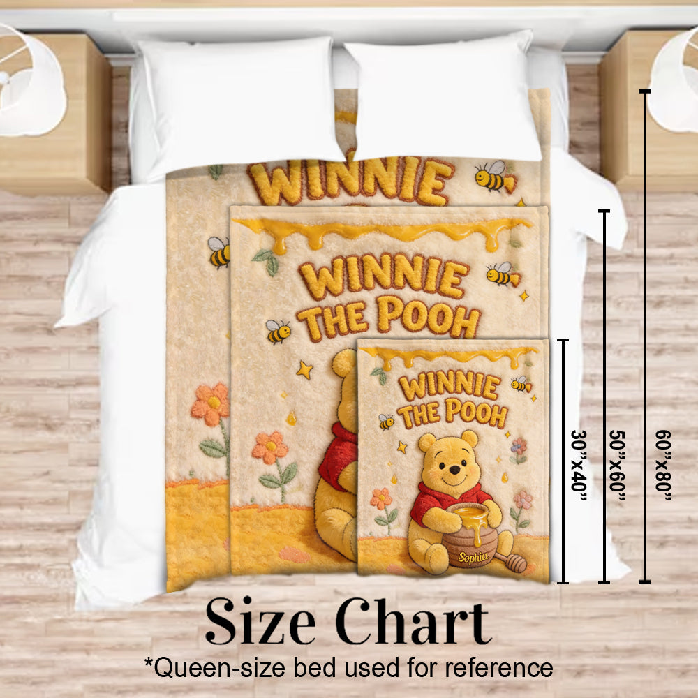 Cute Yellow Bear - Personalized Yellow Bear Blanket
