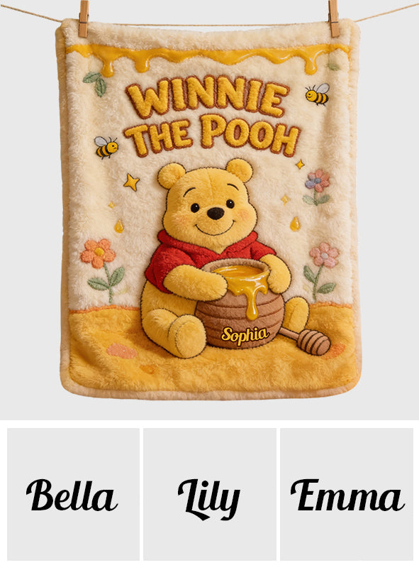 Cute Yellow Bear - Personalized Yellow Bear Blanket